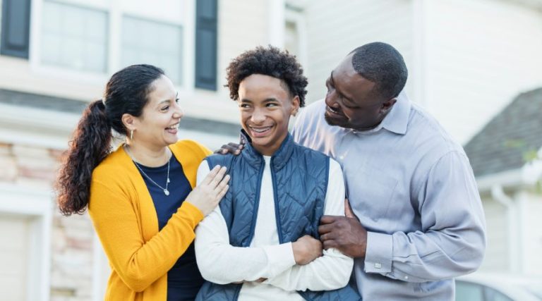 happy coparenting parents with kid